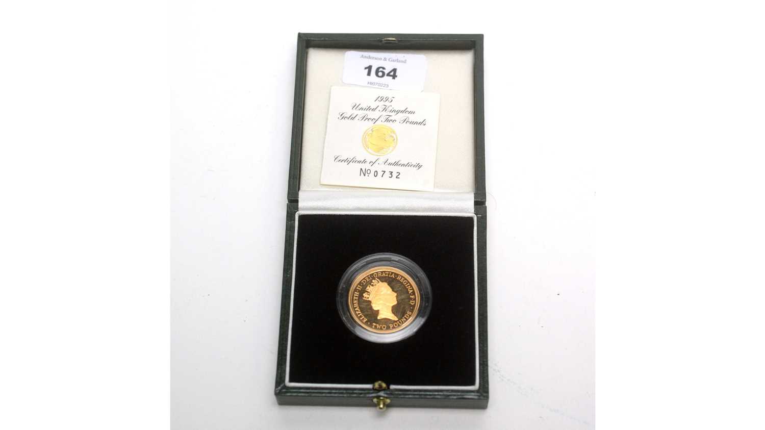 A 1995 United Kingdom Royal Mint Gold Proof Two Pound gold coin,