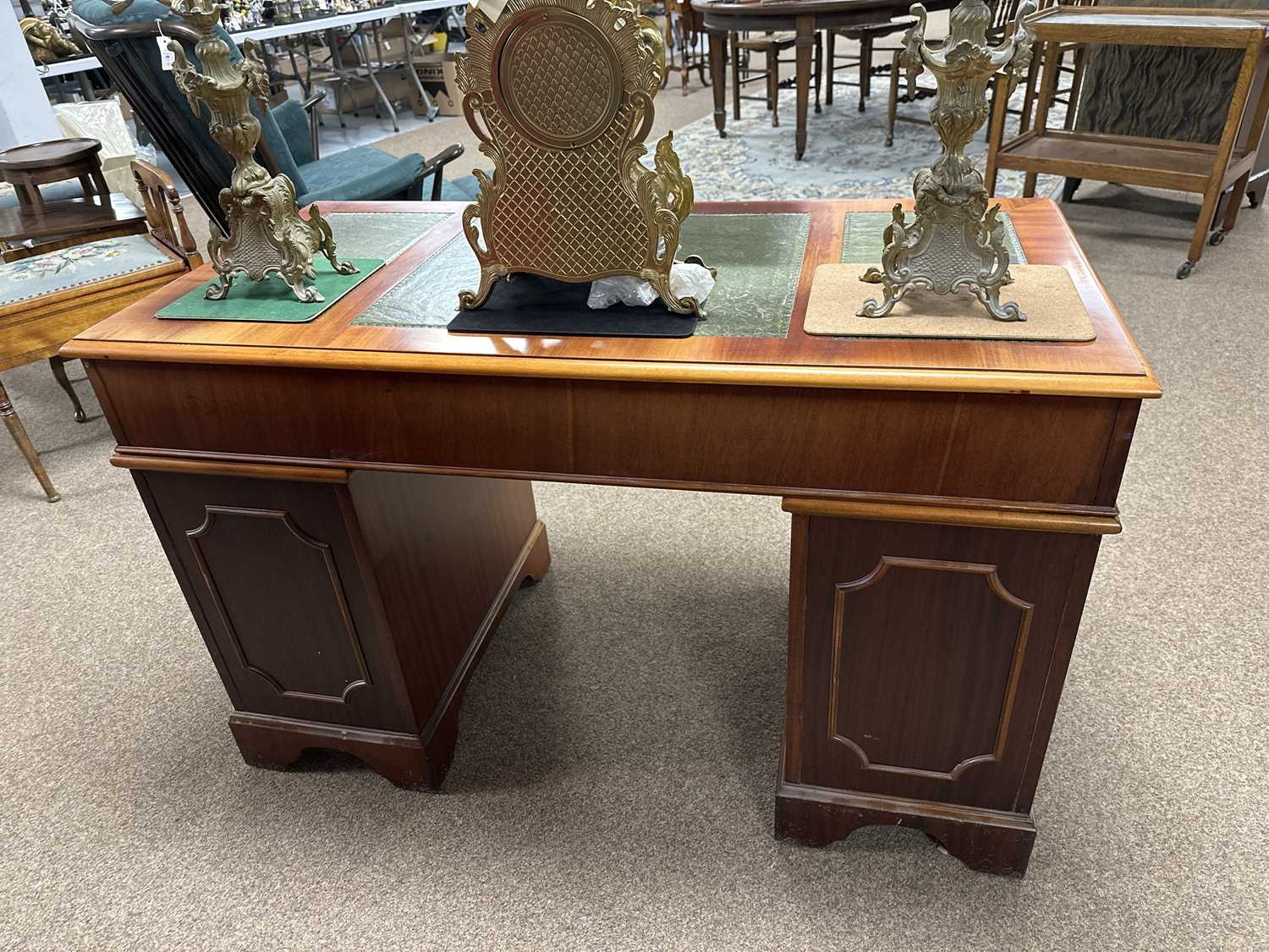 A reproduction mahogany twin-pedestal desk. - Image 5 of 5