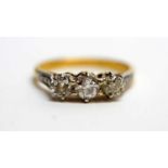 A three stone diamond ring,