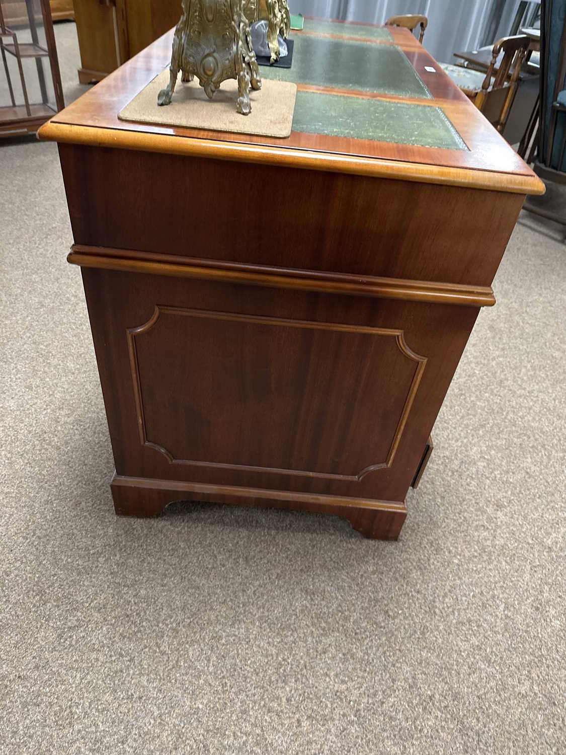 A reproduction mahogany twin-pedestal desk. - Image 4 of 5