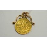 A Victorian gold half sovereign pendant