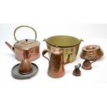 A selection of Victorian and later copper wares.