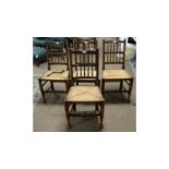 A set of four rustic dining chairs, modern.