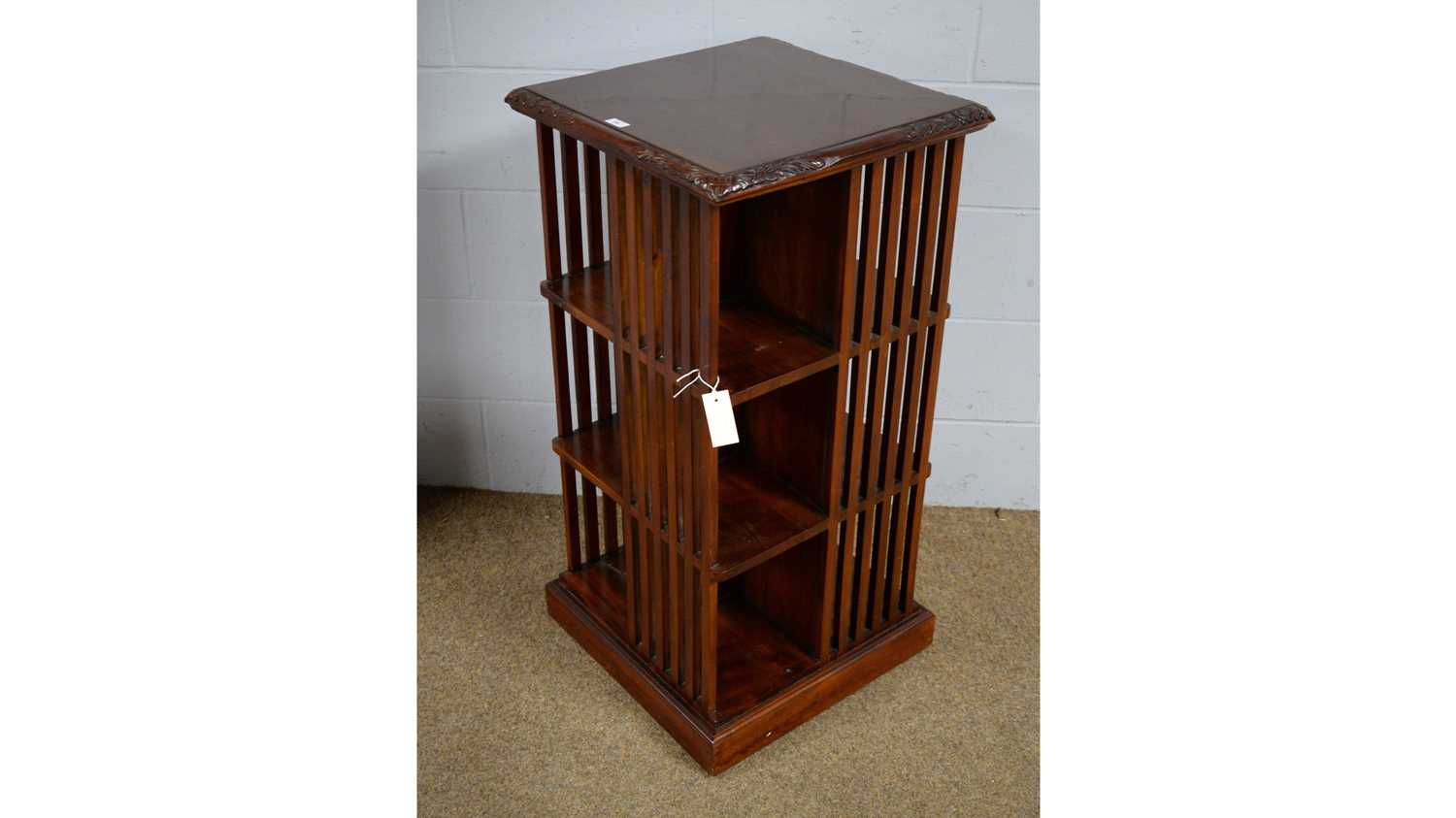 An Asian carved hardwood revolving bookcase in the Victorian style. - Image 2 of 2