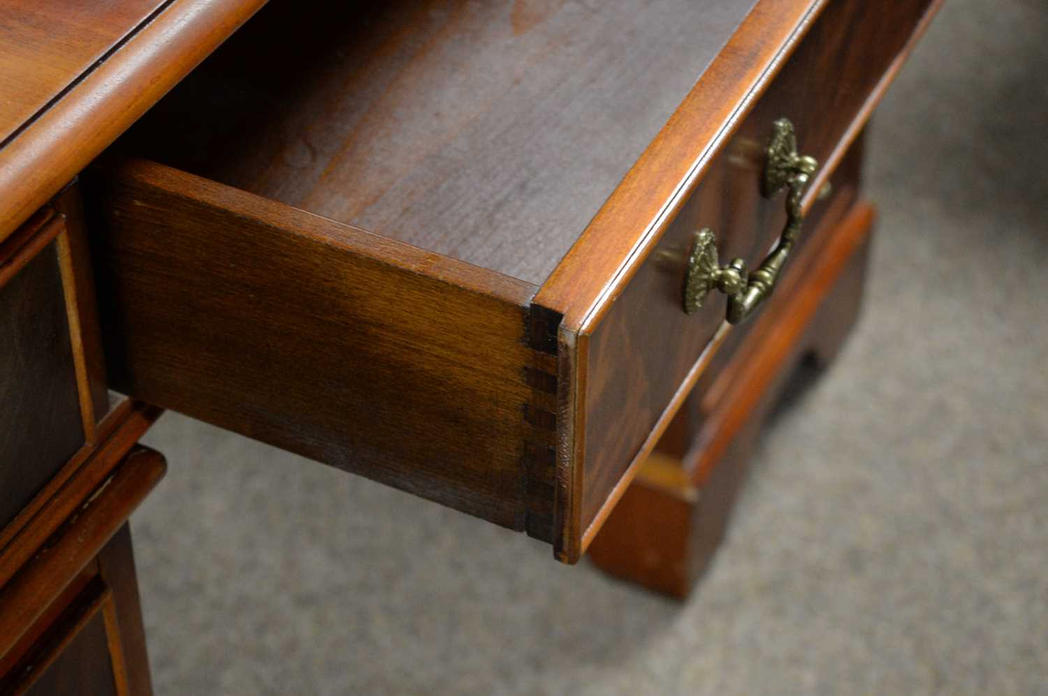 A reproduction mahogany twin-pedestal desk. - Image 3 of 5