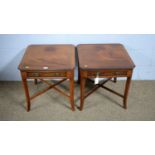 A pair of reproduction mahogany occasional/bedside tables.