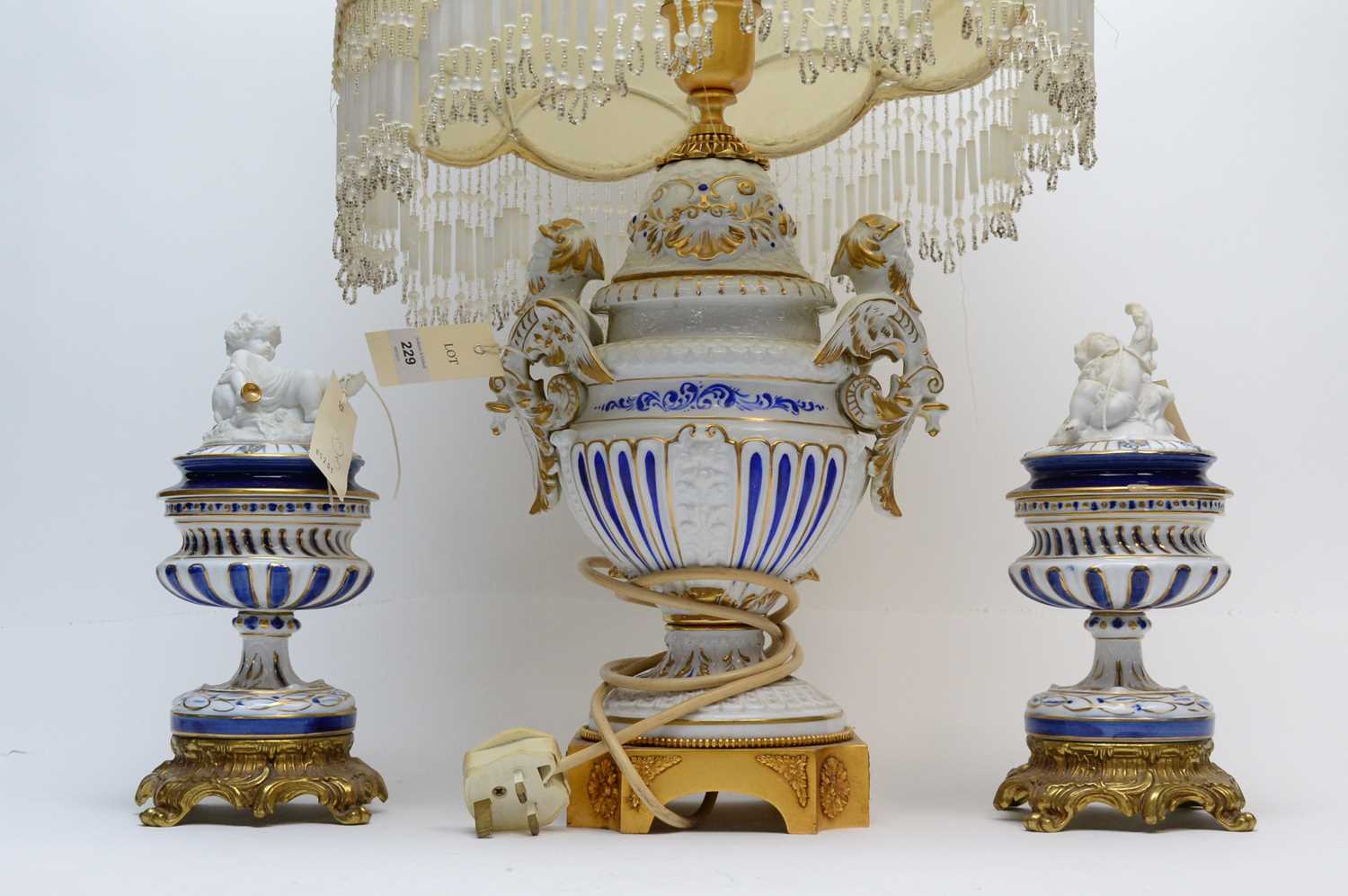 An Italian Tiche three-piece lamp garniture. - Image 2 of 4