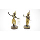 A pair of Thai bronze figures of dancers