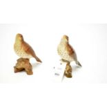 Two Beswick Songthrush bird figures.