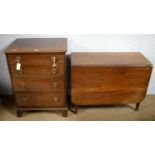 A late 19th C mahogany chest; and drop leaf table.