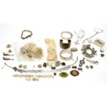 A selection of silver and costume jewellery
