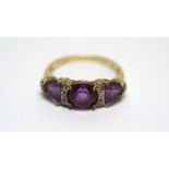 An amethyst and diamond dress ring,