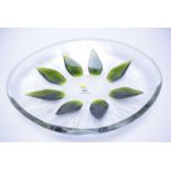 A Lalique France glass leaf dish.