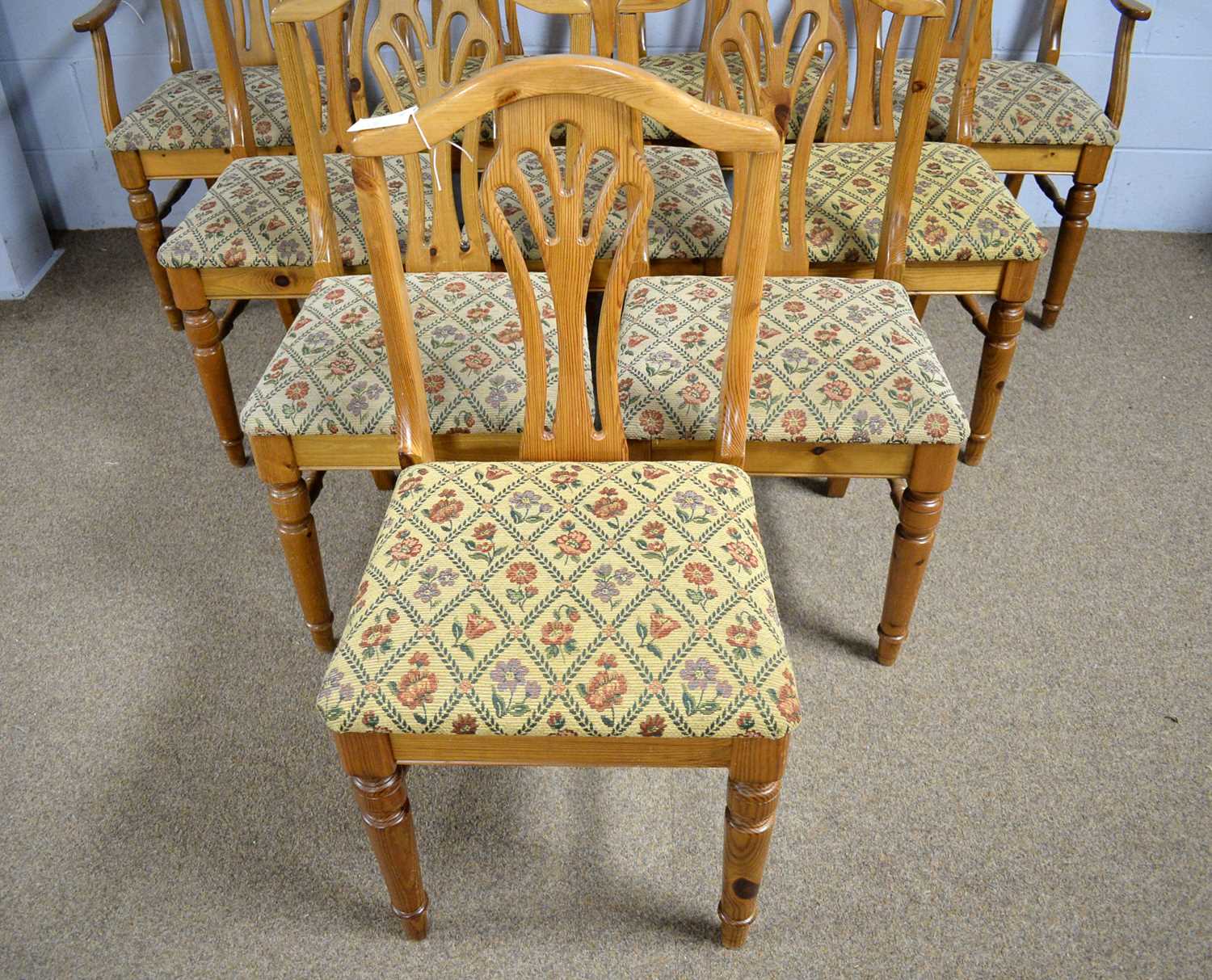 Ducal: a set of ten pine dining chairs (includes two carvers). - Image 3 of 4