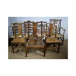 Nine elbow/dining chairs, various.