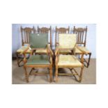 Two sets of four dining chairs, and two other chairs, various.