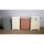 Four assorted mid-Century Lloyd Loom style linen boxes, various sizes.