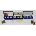 Royal Mint United Kingdom: silver three 3-coin sets,