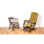 Early 20th Century mahogany aesthetic movement rocking chair with another