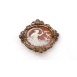 A carved shell cameo brooch,
