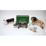 A collection of Beswick and other animal figurines, various.