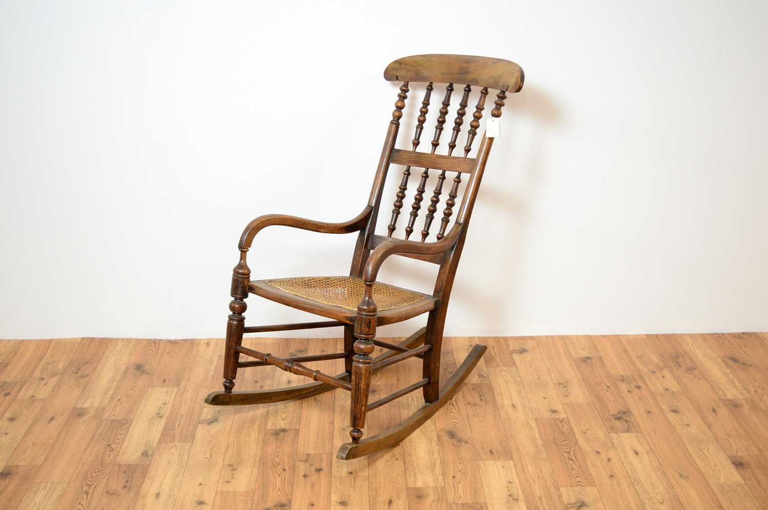 A 20th Century beech and elm rocking chair. - Image 3 of 7