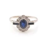 A sapphire and diamond Art Deco ring,