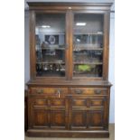 Early 20th century Edwardian oak glazed bookcase