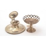 A silver capstan form inkwell; and a silver bonbon dish