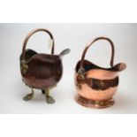 Two 19th Century copper coal buckets.