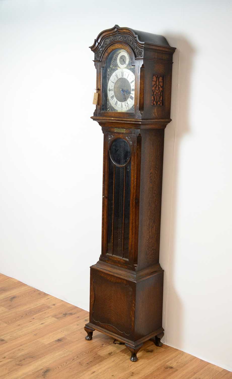A 20th Century oak longcase / grandfather clock - Image 7 of 7