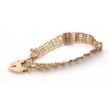 A 9ct yellow gold gate link bracelet,