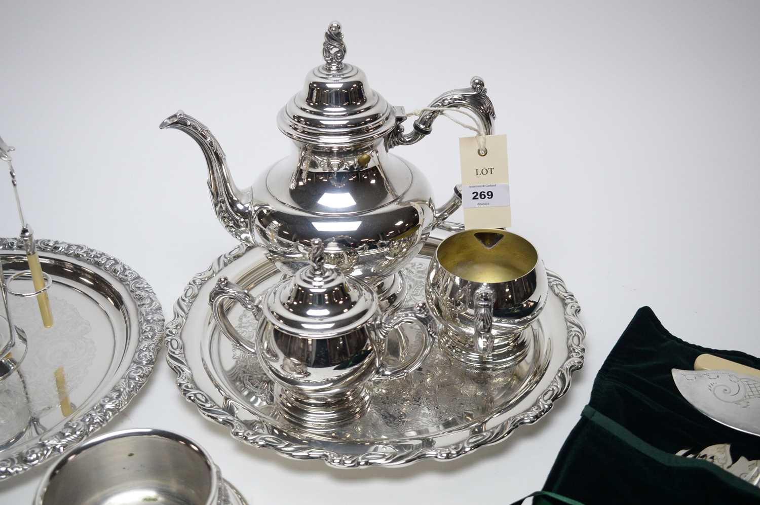 An Oneida three-piece silver-plated tea service; and other silver-plated wares, various. - Image 2 of 5