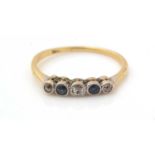 A five stone sapphire and diamond ring,
