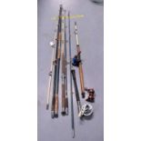 A selection of boat fishing rods and reels.