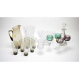 A selection of crystal and glass wares.