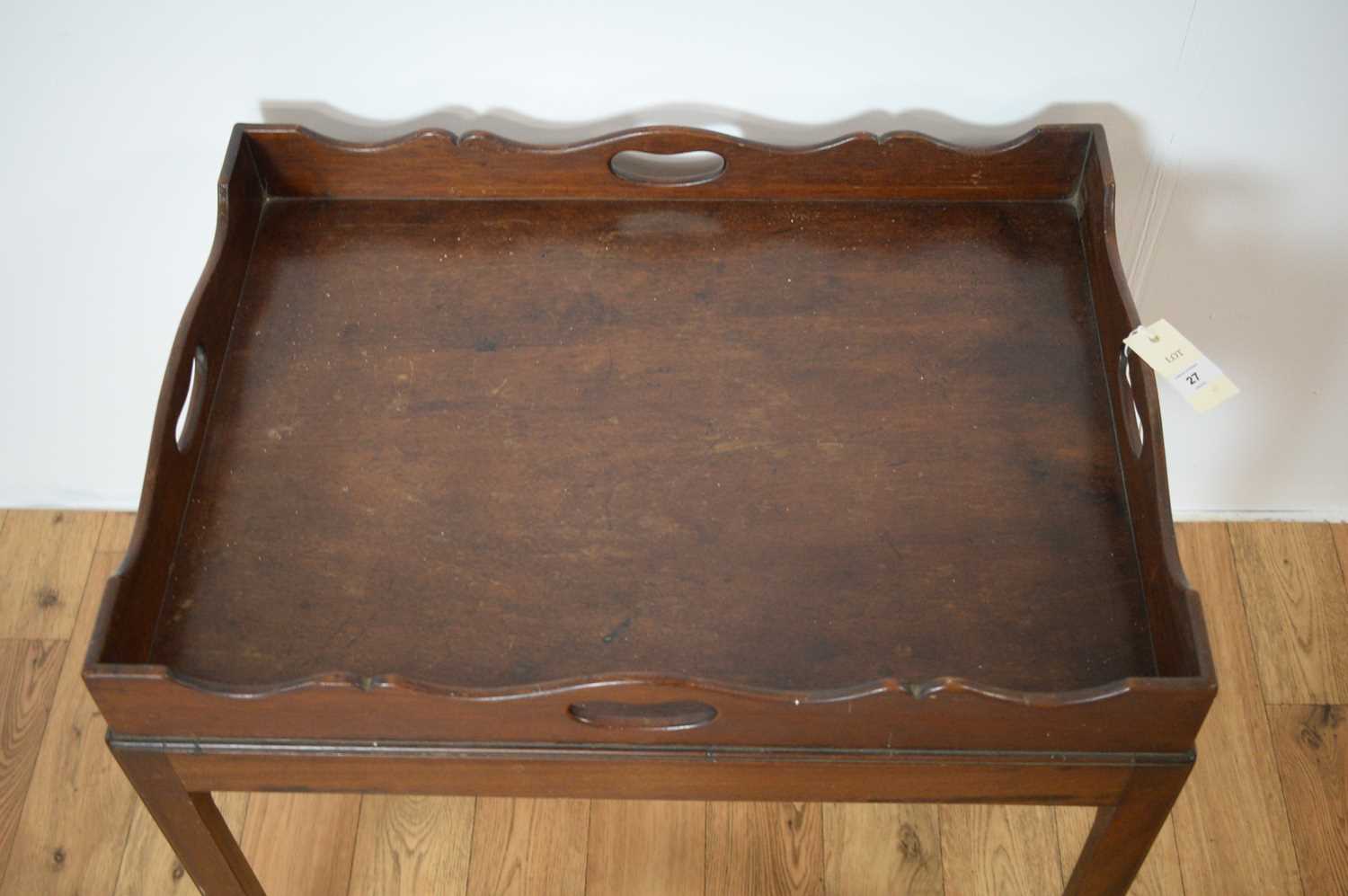 A late 19th Century/20th Century mahogany tray on stand - Image 4 of 5