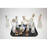 A selection of Spanish and Continental decorative ceramic figures.