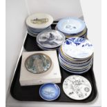 A selection of Continental blue and white and other cabinet plates