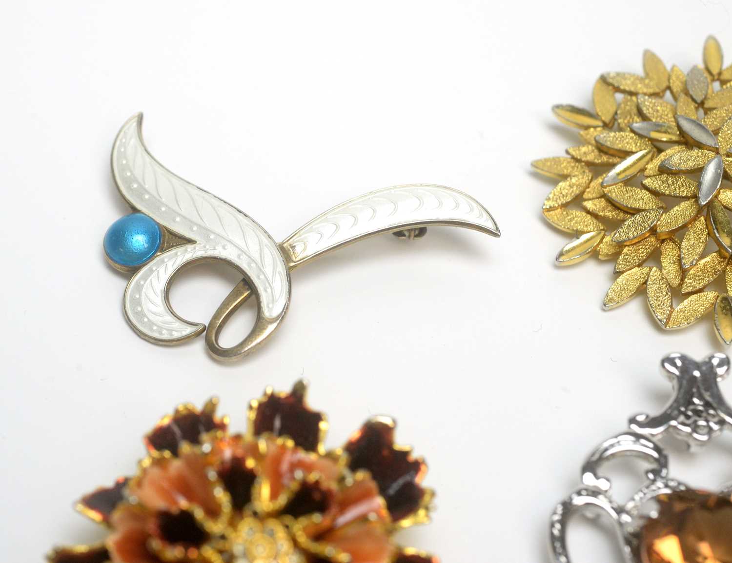 Aksel Holmsen, Norway: a silver and enamel brooch; and other costume brooches. - Image 3 of 5