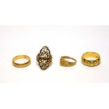 Four yellow gold rings