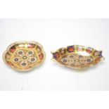 A Royal Crown Derby ‘Imari’ pattern pin dish; together with another, of twin handled oval form.