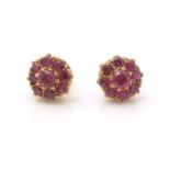 A pair of ruby cluster earrings,