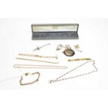 A selection of gold and silver jewellery.