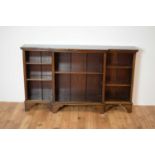 A 20th Century Georgian style mahogany breakfront open-faced bookcases