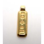 A 9ct yellow gold ingot pendant,