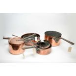 A selection of Victorian and later copper pans.