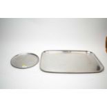 Two Keswick School First Staybrite pewter trays