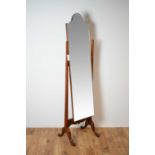 A 20th Century oak floor standing cheval/dressing mirror