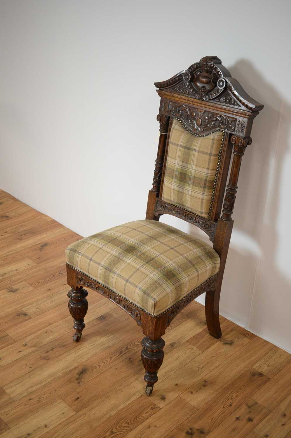 A late Victorian 19th Century oak high-backed chair - Image 5 of 8